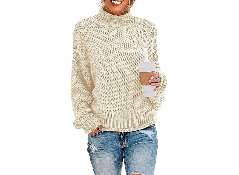 A cream colored sweater.