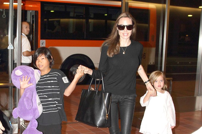 Angelina With Pax & Vivienne In Japan