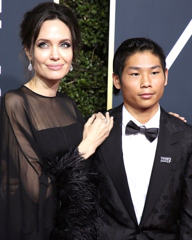 Angelina Jolie and Pax Jolie-Pitt
75th Annual Golden Globe Awards, Arrivals, Los Angeles, USA - 07 Jan 2018