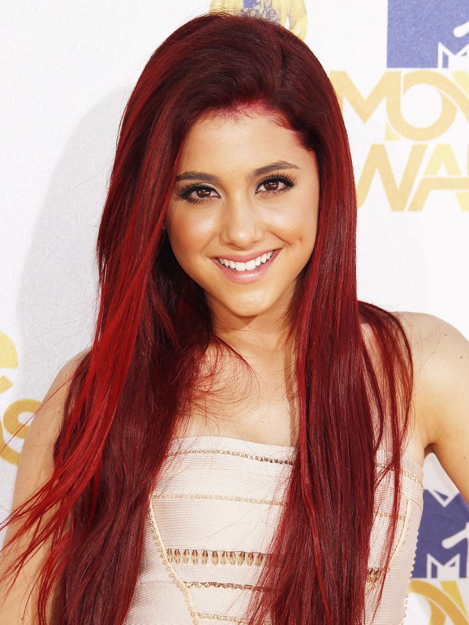 Ariana Grande with long red hair