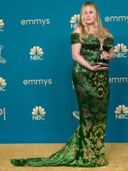 Jennifer Coolidge, winner of the award for supporting actress in a limited series or movie for "The White Lotus", poses in the press room at the 74th Primetime Emmy Awards, at the Microsoft Theater in Los Angeles
2022 Primetime Emmy Awards - Press Room, Los Angeles, United States - 12 Sep 2022
Wearing Dolce & Gabbana