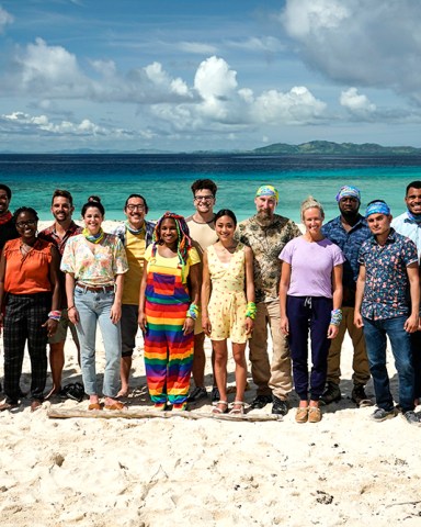 Cast from SURVIVOR Season 43. Pictured (L-R): Justine Brennan, Jesse Lopez, Noelle Lambert, Dwight Moore, Nneka Ejere, Cody Assenmacher, Elisabeth "Elie" Scott, Owen Knight, Morriah Young, Sami Layadi, Jeanine Zheng, Mike 'Gabler' Gabler, Lindsay Carmine, James Jones, Geo Bustamante, Ryan Medrano, Karla Cruz Godoy and Cassidy Clark. -- Photo: Robert Voets/CBS ©2022 CBS Broadcasting, Inc. All Rights Reserved.