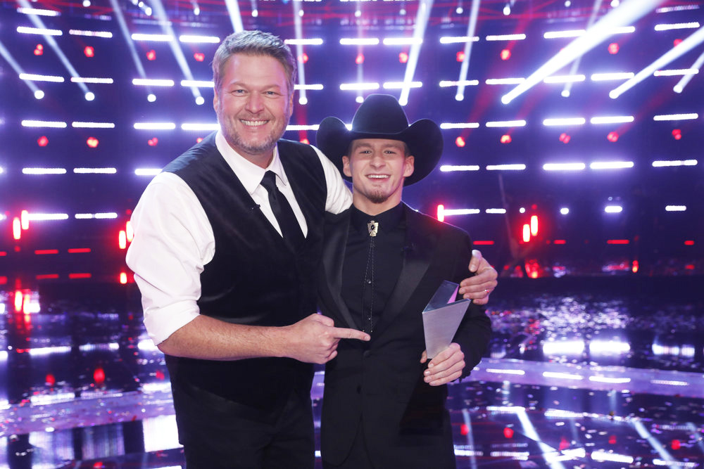 THE VOICE -- “Live Finale Part 2” Episode 2220B -- Pictured: (l-r) Blake Shelton, Bryce Leatherwood -- (Photo by: Trae Patton/NBC)