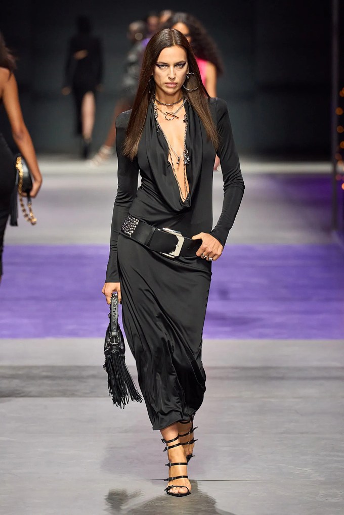 Irina Shayk Takes The Plunge At MFW Versace Fashion Show Runway