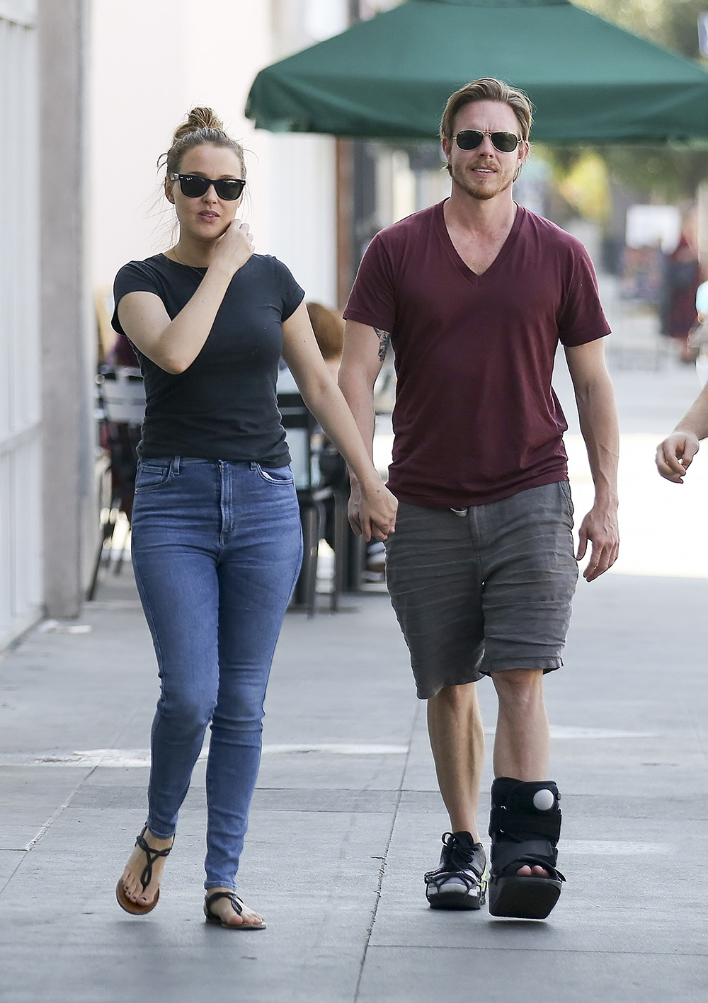 EXCLUSIVE: "Grey's Anatomy" actress Camilla Luddington and injured boyfriend Matthew Alan out and about in Los Angeles, California