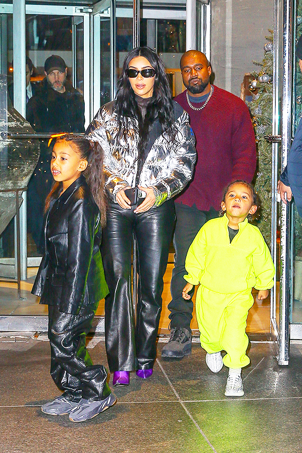 Kanye West, Kim Kardashian and their children