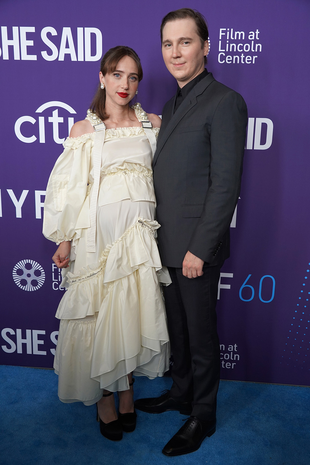 October 13, 2022, New York, NY, USA: Red carpet for the 'She Said' screening at the 60th New York Film Festival at Alice Tully Hall, NYC.October 13, 2022 .Photo by  (Credit Image: Sonia Moskowitz Gordon/ZUMA Press Wire)Pictured: Zoe Kazan,Paul DanoRef: SPL5494501 131022 NON-EXCLUSIVEPicture by: Sonia Moskowitz Gordon/Zuma / SplashNews.comSplash News and PicturesUSA: +1 310-525-5808London: +44 (0)20 8126 1009Berlin: +49 175 3764 166photodesk@splashnews.comWorld Rights, No Argentina Rights, No Belgium Rights, No China Rights, No Czechia Rights, No Finland Rights, No France Rights, No Hungary Rights, No Japan Rights, No Mexico Rights, No Netherlands Rights, No Norway Rights, No Peru Rights, No Portugal Rights, No Slovenia Rights, No Sweden Rights, No Taiwan Rights, No United Kingdom Rights