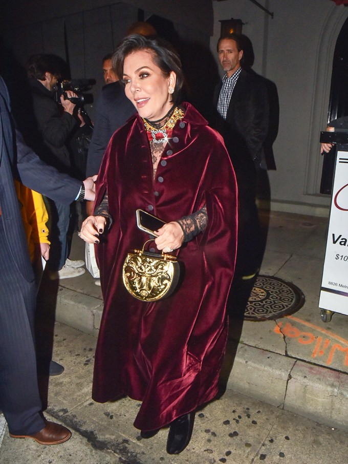 Kris Jenner in a Velvet Cape