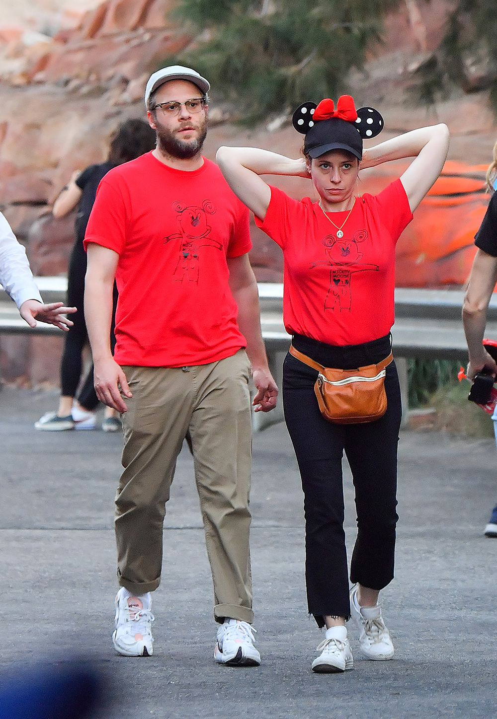 EXCLUSIVE: Seth Rogen picks his nose and enjoys the rides at Disneyland in Anaheim, CA.