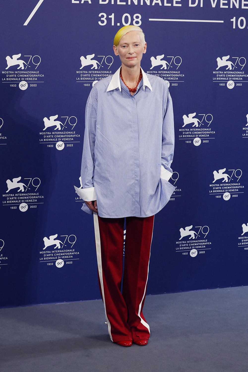 VENICE, ITALY - SEPTEMBER 06: Tilda Swinton at the photocall for "The Eternal Daughter" at the 79th Venice International Film Festival on September 06, 2022 in Venice, Italy. 2022 Venice Film Festival. CAP/GOL ©GOL/Capital Pictures. 06 Sep 2022 Pictured: The Eternal Daughter. Photo credit: GOL/Capital Pictures / MEGA TheMegaAgency.com +1 888 505 6342 (Mega Agency TagID: MEGA892515_007.jpg) [Photo via Mega Agency]