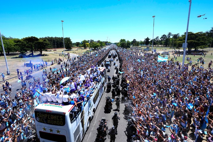 Argentina’s Team Bus Drives Through The Street