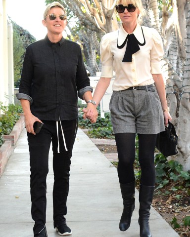 Portia de Rossi, Ellen DeGeneres
Portia de Rossi and Ellen DeGeneres out and about, Los Angeles, USA - 16 Dec 2017
Portia de Rossi and Ellen DeGeneres walking full of happiness in the streets of Beverly Hills