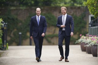 Britain's Prince William and Prince Harry arrive for the statue unveiling on what would have been Princess Diana's 60th birthday, in the Sunken Garden at Kensington Palace, London
Princess Diana, London, United Kingdom - 01 Jul 2021