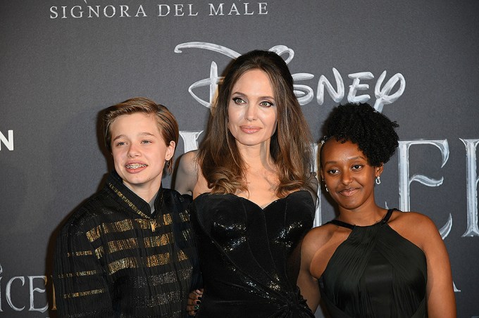 Shiloh, Angelina & Zahara at the Premiere of ‘Maleficent: Mistress of Evil’