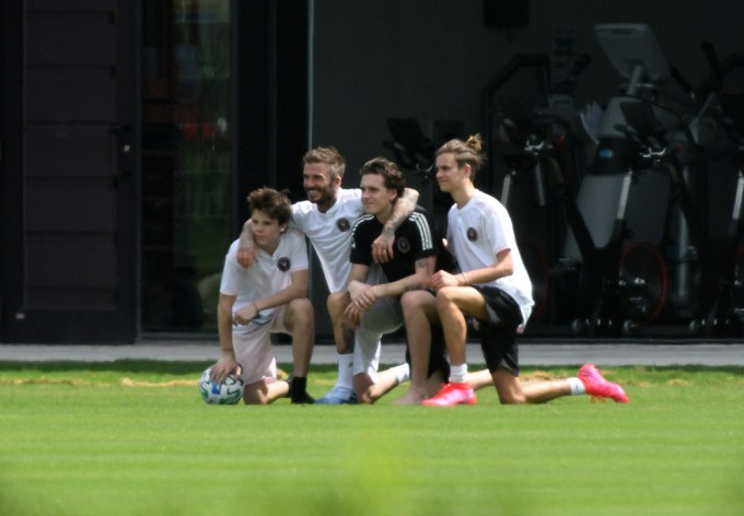 The Beckhams Pose on the Field