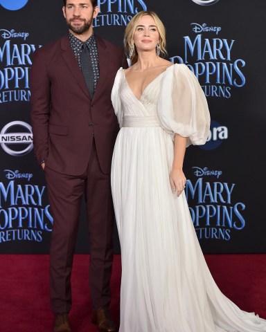 Premiere of Disney's "Mary Poppins Returns" at El Capitan Theatre, Hollywood, California. 29 Nov 2018 Pictured: Emily Blunt,John Krasinski. Photo credit: AXELLE/BAUER-GRIFFIN / MEGA TheMegaAgency.com +1 888 505 6342 (Mega Agency TagID: MEGA316168_006.jpg) [Photo via Mega Agency]