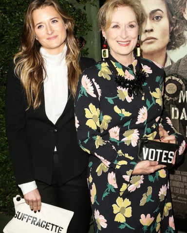 BEVERLY HILLS, LOS ANGELES, CA, USA - OCTOBER 20: Actress Meryl Streep and daughter Grace Gummer arrive at the Los Angeles Premiere Of Focus Features' 'Suffragette' held at the Samuel Goldwyn Theater at The Academy of Motion Picture Arts and Sciences on October 20, 2015 in Beverly Hills, Los Angeles, California, United States. (Photo by Image Press/Splash News)

Pictured: Grace Gummer,Meryl Streep,Grace Gummer
Meryl Streep
Ref: SPL1157059 201015 NON-EXCLUSIVE
Picture by: SplashNews.com

Splash News and Pictures
USA: +1 310-525-5808
London: +44 (0)20 8126 1009
Berlin: +49 175 3764 166
photodesk@splashnews.com

World Rights