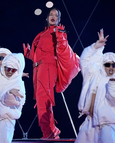 Rihanna performs during the halftime show at the NFL Super Bowl 57 football game between the Kansas City Chiefs and the Philadelphia Eagles, in Glendale, ArizSuper Bowl Football, Glendale, United States - 12 Feb 2023