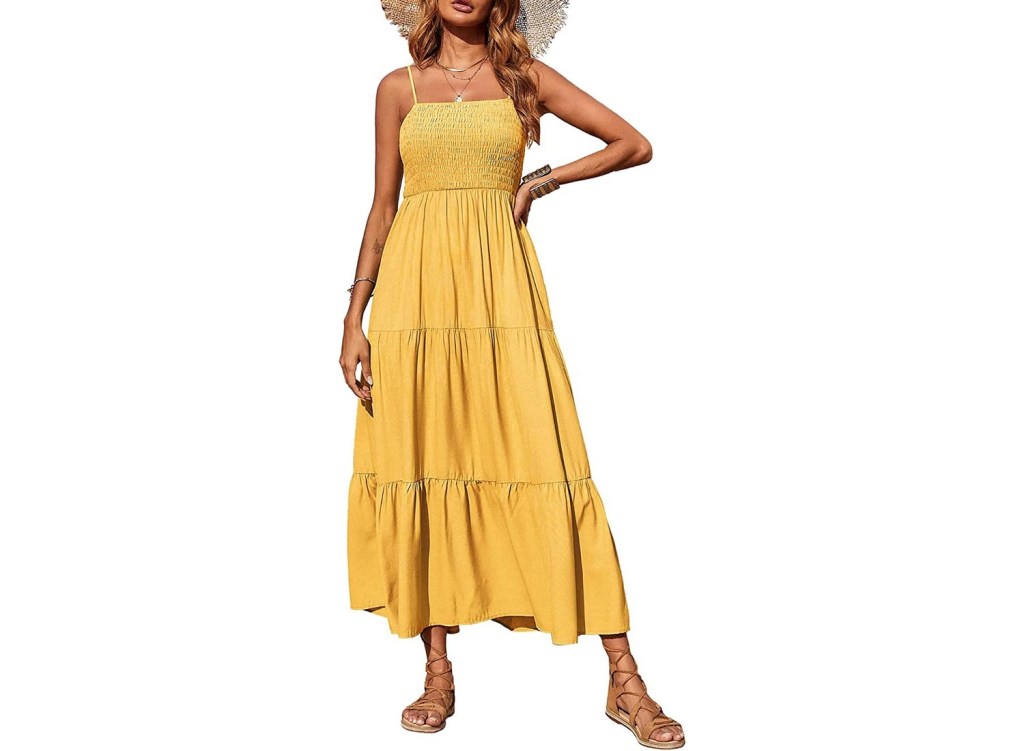 Casual Boho Smocked Maxi Dress