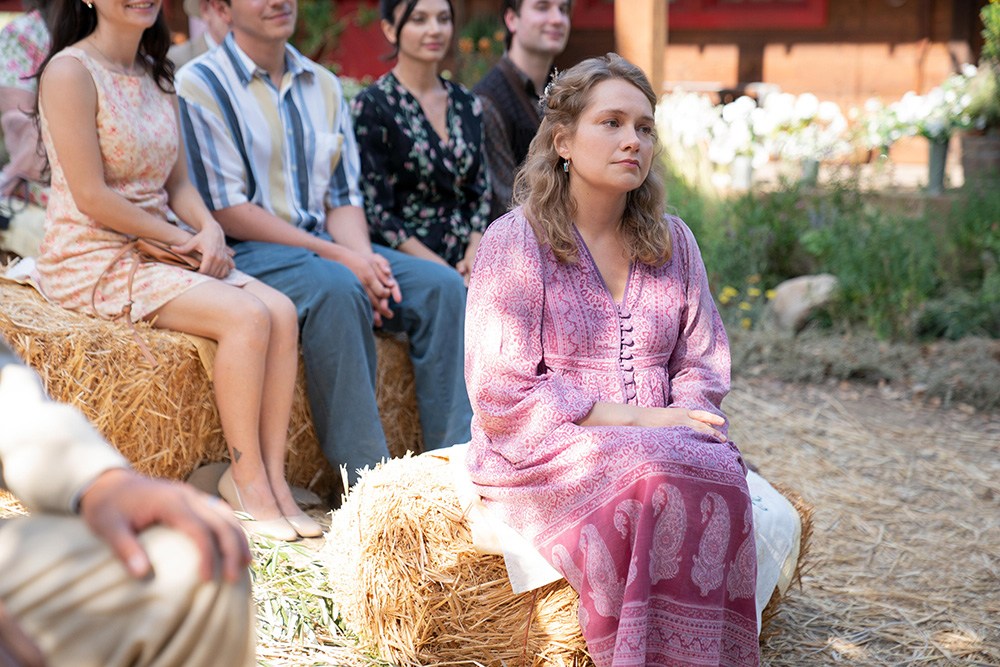 Tiny Beautiful Things -- "Go" - Episode 107 --  Clare and Amy attend a writer’s retreat, but when Amy gets great news, Clare can’t help but question if her sacrifices for Danny and their family have been holding her back. As she remembers her first marriage to Jess, she wonders: should she stay or go? Frankie (Merritt Wever), shown. (Photo by: Jessica Brooks/Hulu)