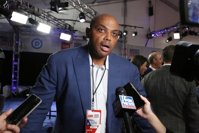 Charles Barkley speaks to reporters