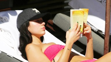 dua lipa sequined blue bikini