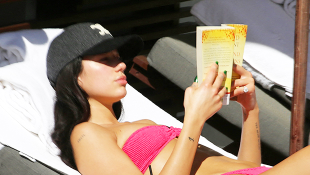 dua lipa sequined blue bikini