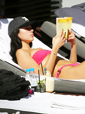 dua lipa blue sequined bikini