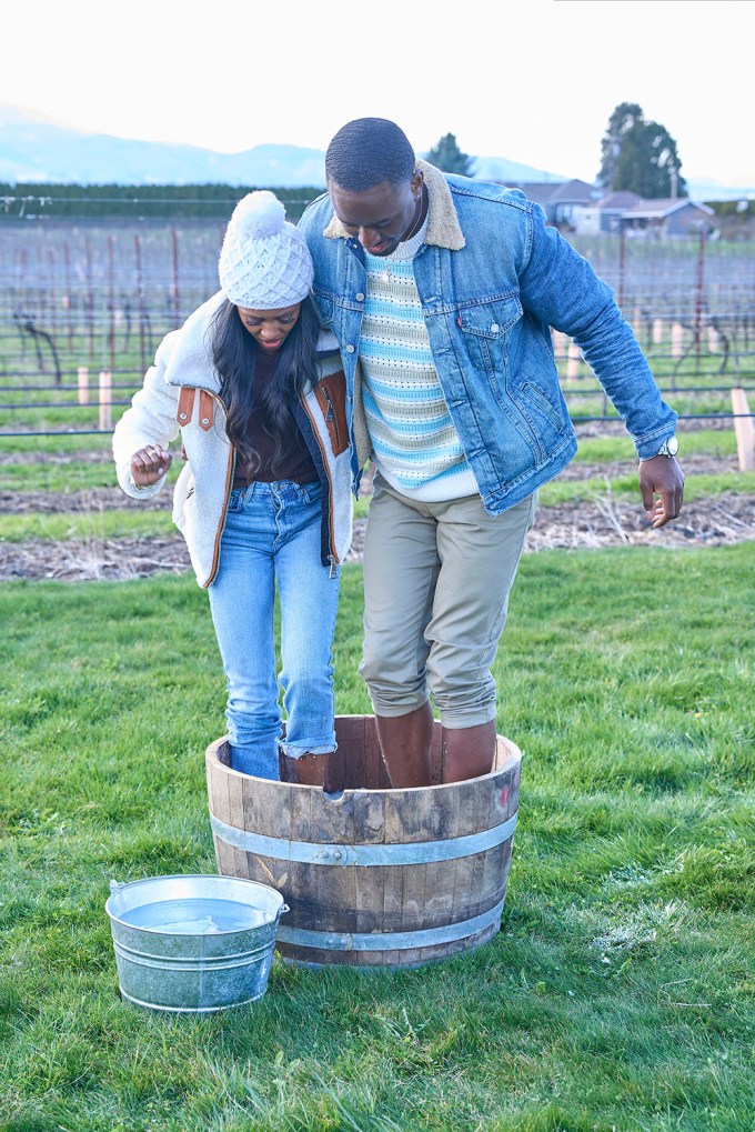 Charity Lawson & Xavier Bonner Stomping Grapes