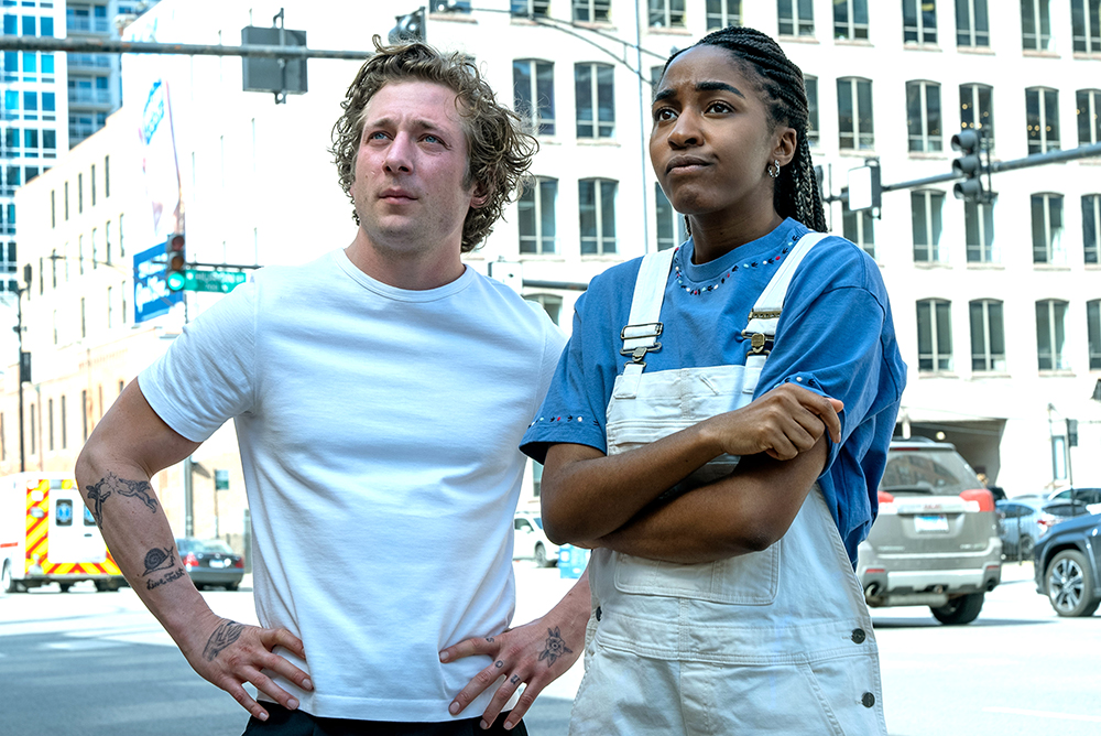 “THE BEAR” — “Beef” — Season 2, Episode 1 (Airs Thursday, June 22nd) Pictured: (l-r) Jeremy Allen White as Carmen “Carmy” Berzatto, Ayo Edebiri as Sydney Adamu. CR: Chuck Hodes/FX.