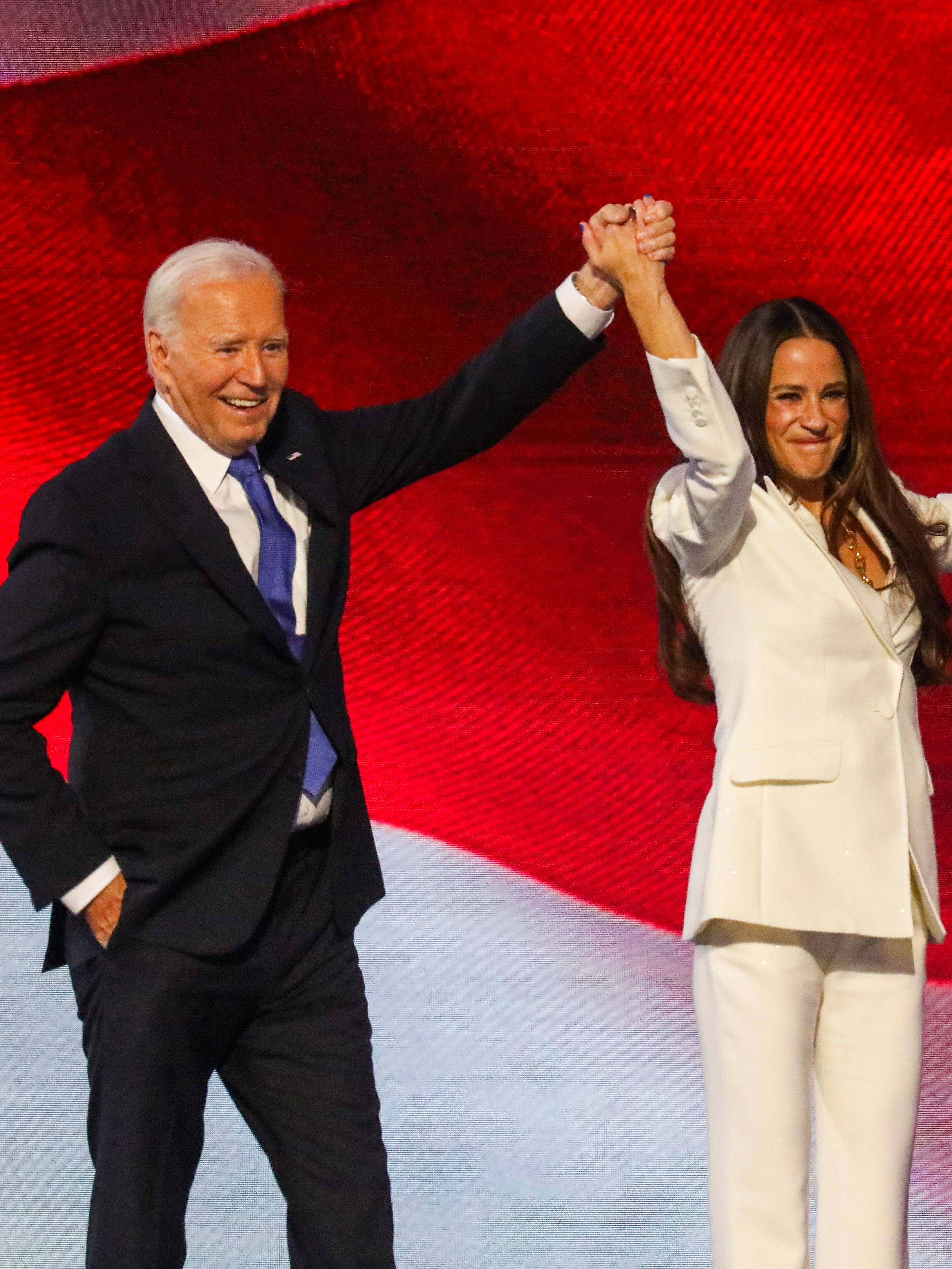 Joe Biden enters the stage to join daughter Ashley Biden at 2024 DNC