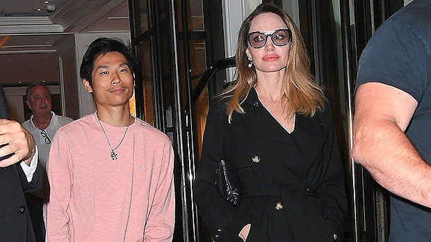 Angelina jolie and pax grab dinner in nyc