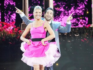 Amanda Kloots and Skylar Astin perform the CBS Original Special DICK VAN DYKE: 98 YEARS OF MAGIC, scheduled to air on the CBS Television Network. Photo: Monty Brinton/CBS ©2023 CBS Broadcasting, Inc. All Rights Reserved.