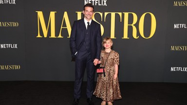 Bradley Cooper and his daughter, Lea at the Los Angeles premiere of Maestro