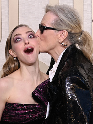Amanda Seyfried and Meryl Streep at the 2024 Golden Globes