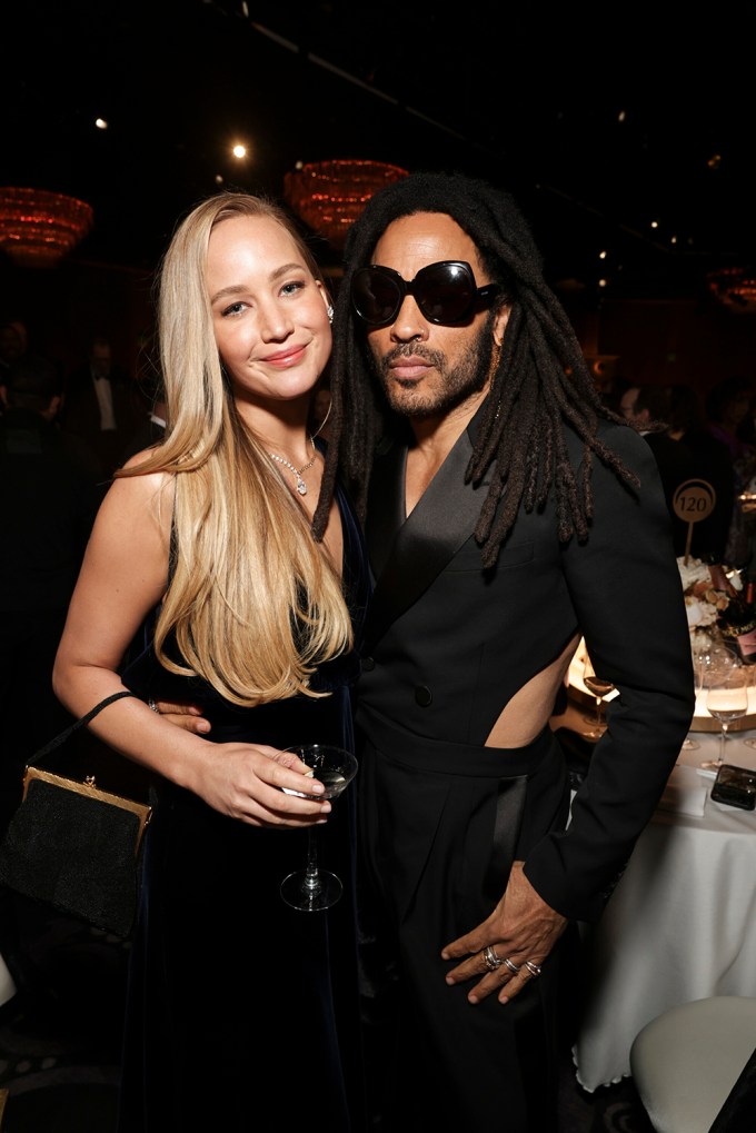 Jennifer Lawrence and Lenny Kravitz