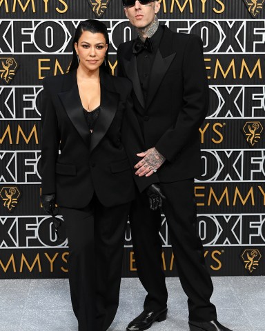 Kourtney Kardashian and Travis Barker
75th Primetime Emmy Awards, Arrivals, Los Angeles, California, USA - 15 Jan 2024