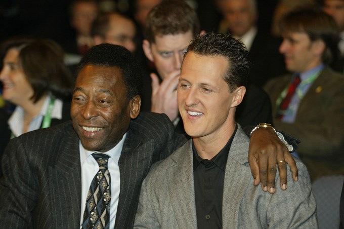 Michael Schumacher Poses with Pele