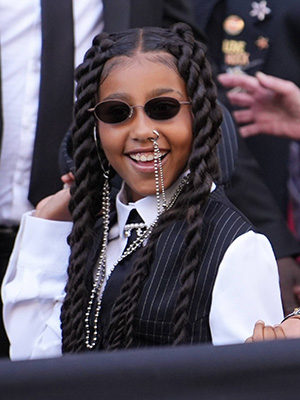 North West Rocks Bright Pink Face Makeup and Glitter in New TikTok