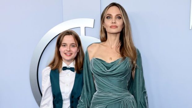 NEW YORK, NEW YORK - JUNE 16: (L-R) Vivienne Jolie and Angelina Jolie attend the The 77th Annual Tony Awards at David H. Koch Theater at Lincoln Center on June 16, 2024 in New York City.  (Photo by Dimitrios Kambouris/Getty Images for Tony Awards Productions)