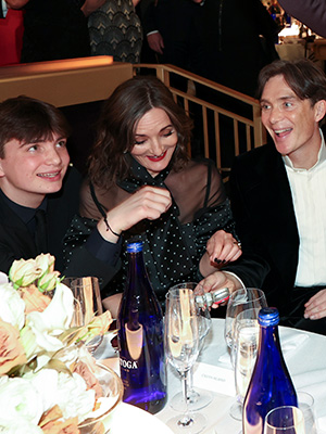 Aran Murphy, Yvonne McGuinness and Cillian Murphy at the 2024 Golden Globe Awards