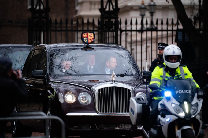 King Charles III in his car