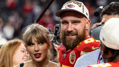 Taylor Swift and Travis Kelce at Super Bowl LVIII