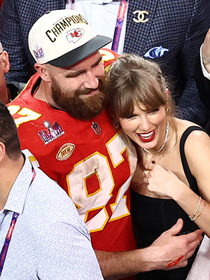 Travis Kelce and Taylor Swift at Super Bowl LVII