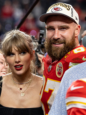 Taylor Swift and Travis Kelce at the 2024 Super Bowl