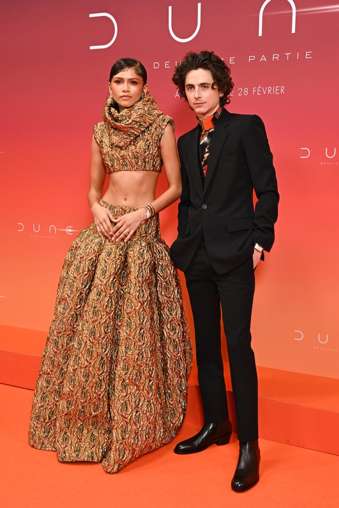 Zendaya and Timothée Chalamet at the Paris Premiere