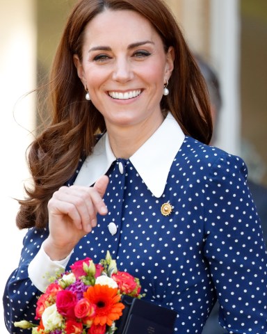 BLETCHLEY, UNITED KINGDOM - MAY 14: (EMBARGOED FOR PUBLICATION IN UK NEWSPAPERS UNTIL 24 HOURS AFTER CREATE DATE AND TIME) Catherine, Duchess of Cambridge visits the 'D-Day: Interception, Intelligence, Invasion' exhibition at Bletchley Park on May 14, 2019 in Bletchley, England. The D-Day exhibition marks the 75th anniversary of the D-Day landings. (Photo by Max Mumby/Indigo/Getty Images)