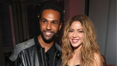 Lucien Laviscount posing with Shakira for a picture in New York