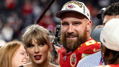 Taylor Swift and Travis Kelce at the 2024 Super Bowl
