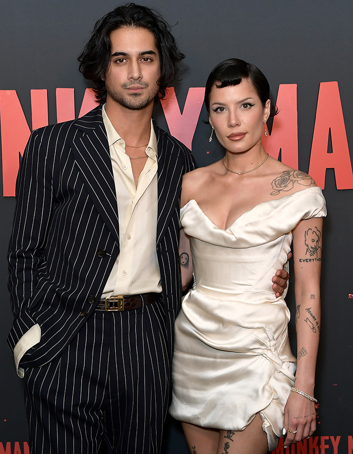 Avan Jogia and Halsey at the screener of Monkey Man 